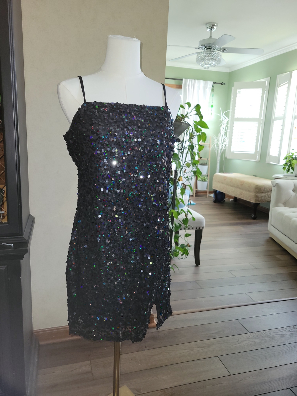 Wild Fable Black Sequin Strapless Mini Dress